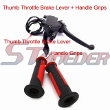 STONEDER Aluminum Double Thumb Throttle Brake Lever + Handle Grips For 50cc 70cc 90cc 110cc 125cc 150cc 200cc 250cc Engine Chinese ATV Quad 4 Wheeler
