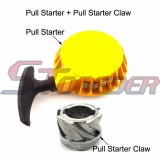STONEDER Aluminum Yellow Pull Starter + Pull Starter Pawl Cog For 2 Stroke Pocket Bike Minimoto Kids ATV Baby Crosser Mini Dirt 47cc 49cc