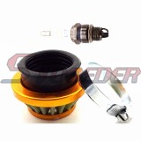 STONEDER Gold Aluminum 44mm Air Filter Cleaner + White L7T Spark Plug For 2 Stroke 47cc 49cc Pocket Bike Mini Dirt Kids ATV Minimoto