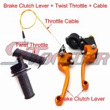 STONEDER Gold CNC Aluminum Folding Brake Clutch Lever + 108mm 990mm Throttle Cable + Twist Throttle Handle Grips For Chinese Pit Dirt Trail Bike Motocycle SDG IMR Pitster Pro 50cc 70cc 90cc 110cc 125cc 140cc 150cc 160cc