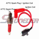 STONEDER A7TC Spark Plug + Red Ignition Coil For 50cc 70cc 90cc 110cc 125cc 140cc 150cc 160cc Pit Dirt Motor Trail Bike Motorcycle KLX TTR