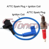 STONEDER A7TC Spark Plug + Blue Ignition Coil For Pit Dirt Trail Motor Bike Motorcycle SSR SDG Taotao 50cc 70cc 90cc 110cc 125cc 140cc 150cc 160cc