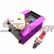 STONEDER 6 Pin Racing Adjuster AC CDI Box + 3 Electrode A7TC Spark Plug For 50cc 125cc 150cc ATV Quad GY6 Scooter Moped