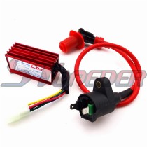 STONEDER Red 5 Pin AC CDI Box + Ignition Coil For NQ50 NB50 Elite Spree SA50 CH80 DIO Scooter Moped XR50 CRF50 110cc 125cc Pit Dirt Bike