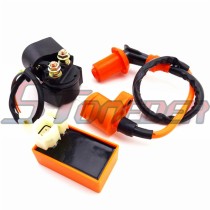 STONEDER Racing Ignition Coil + Starter Solenod Relay + 6 Pin AC CDI Box For GY6 50cc 125cc 150cc Engine Scooter Moped ATV Quad Taotao Sunl