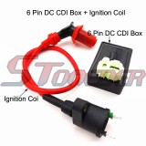 STONEDER Racing Performance 6 Pin DC CDI Box + Ignition Coil For Kymco SYM Vento Scooter GY6 50cc 125cc 150cc Engine Moped