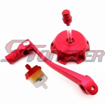 STONEDER Red 11mm Foding Gear Shifter Lever + Gas Fuel Tank Cap Cover + Fuel Filter For Chinese Pit Dirt Bike SSR CRF50 TTR YCF 50cc 70cc 90cc 110cc 125cc 140cc 150cc 160cc