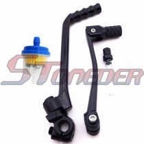 STONEDER Black 13mm Kick Starter Lever + 11mm Folding Gear Shifter Lever + Fuel Tank Cap Vent Breather + Fuel Filter For Chinese Pit Dirt Bike Lifan YX CRF50 SSR TTR
