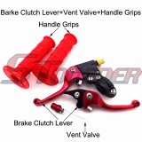 STONEDER CNC Red Alloy Folding Brake Clutch Lever + Throttle Handle Grips + Fuel Tank Cap Vent Valve For Chinese Pit Pro Dirt Bike MX Motocross