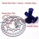 STONEDER 200mm Rear Brake Disc Disk Rotor + Bolts Screws + Blue Throttle Handle Grips For Chinese CRF50 SSR SDG Pit Dirt Trail Bike Motorcycle