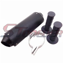 STONEDER Black Handle Grips + 38mm Aluminum Exhaust Muffler For Chinese CRF50 125cc 140cc 150cc 160cc Thumpstar SSR KLX110 Pit Dirt Bike