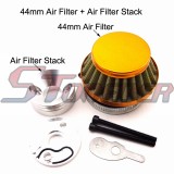 STONEDER Gold 44mm Air Filter + Air Filter Adapter Stack For 33cc 43cc 49cc 2 Stroke Engine Big Foot Goped Blad Z Gas Scooter Xcooter Cobra Motovox