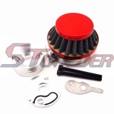 STONEDER Red 44mm Air Filter + Air Filter Adapter Stack For 2 Stroke 33cc 43cc 49cc Engine Big Foot Goped Blad Z Gas Scooter Xcooter Cobra Motovox