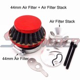 STONEDER Red 44mm Air Filter + Air Filter Adapter Stack For 2 Stroke 33cc 43cc 49cc Engine Big Foot Goped Blad Z Gas Scooter Xcooter Cobra Motovox