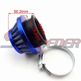 STONEDER Blue 44mm Air Filter + Air Filter Adapter Stack For 2 Stroke Engine Big Foot Goped Blad Z Gas Scooter Xcooter Cobra Motovox 33cc 43cc 49cc