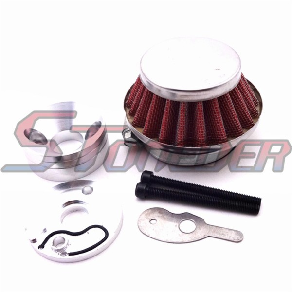 STONEDER Gas Scooter 44mm Air Filter + Air Filter Adapter Velocity Stack For 2 Stroke 33cc 43cc 49cc Engine Big Foot Goped Blad Xcooter Cobra Motovox