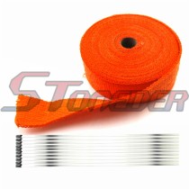 STONEDER Orange 2'' x 50 FT Lava Rock Exhaust Wrap Header Pipe Heat Insulation Thermal Tape Roll