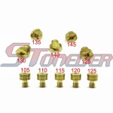 STONEDER #105 110 115 120 125 125 130 135 140 145 Large Round Carb Main Jets For Mikuni Carburetor VM22 VM24 VM26 VM30 Carb 125cc 140cc 150cc 160cc 200cc 250cc Engine Motorcycle Pit Dirt Trail Bike