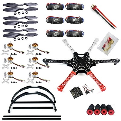 F550 Drone FlameWheel Kit With KK 2.3 HY ESC Motor Carbon Fiber Propellers +Tall Landing Skid PTZ