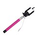 Extendable 3.5mm Wired Handheld Selfie Stick Camera Tripod Monopod Pole with Samll Mobile Phone Holder Clip- Red
