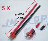 F02105-5 5 pcs Deans Style T Plug Male Connector Silicone Wire With 11.5CM 14awg