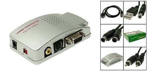 PC VGA to TV Signal Converter Box / VGA to AV Video Converter Adapter Switch Box (white)