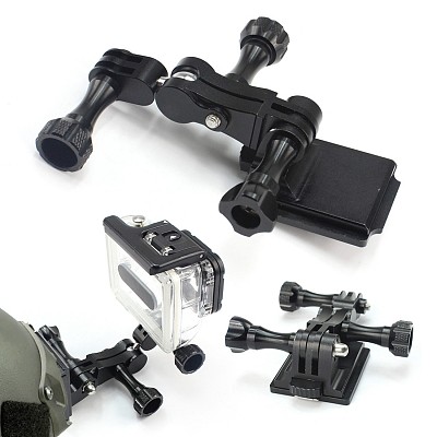OEM Universal Adapter+Helmet Aluminum Fixed Mount+ Screw Nut parts for GOPRO3+/4/5/ SJ/Xiaomi Yi/GitUp Sports Camera