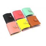 Simple PU Leather Credit Business ID Card Bag Pocket Wallet Holder Coin Pouch 24 slots