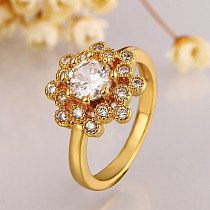 F09590 Personalized Copper Ring Gold Plated Inlay Zircon Ring US Size 8 Color Pure Gold