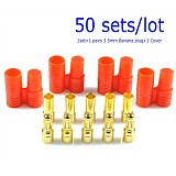 50 sets 3.5mm Banana Gold Bullet Connector Plug with Housing for ESC Lipo Battery Motor