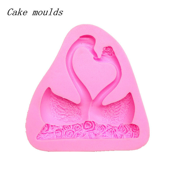 F15229 Couple Swan Shape Fondant Cake Molds Silicone 3D Moulds Bakeware Sugar Craft Tools for Decorating Wedding Bakewar