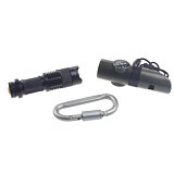 Outdoor Sports Lighting Set 3 in 1 Kit 300LM Mini Q5 LED Flashlight Torch + Climbing Hook + Lifesaving Whistle