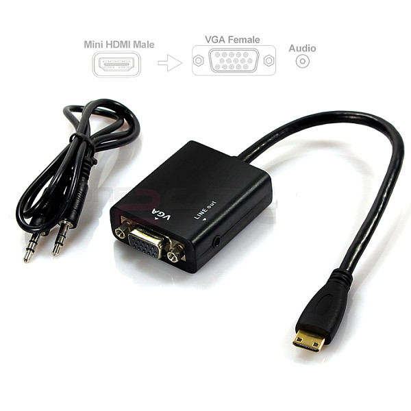 HDMI To VGA Cable + Aduio HD Conversion Cable Adapter Male to Female Converter For PC DVD HDTV