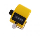 1Pcs Plastic 4 Digit Number Figure Display Manual Hand Tally Mechanical Palm Clicker Counter - Yellow