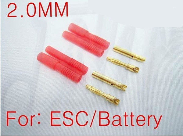 F00912-2 1 pairs 2mm banana plug with housing, ESC LIPO Battery Motor