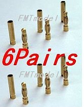 6Pairs Thick Gold Plated 4.0mm Bullet Connector ( banana plug ) For ESC Battery