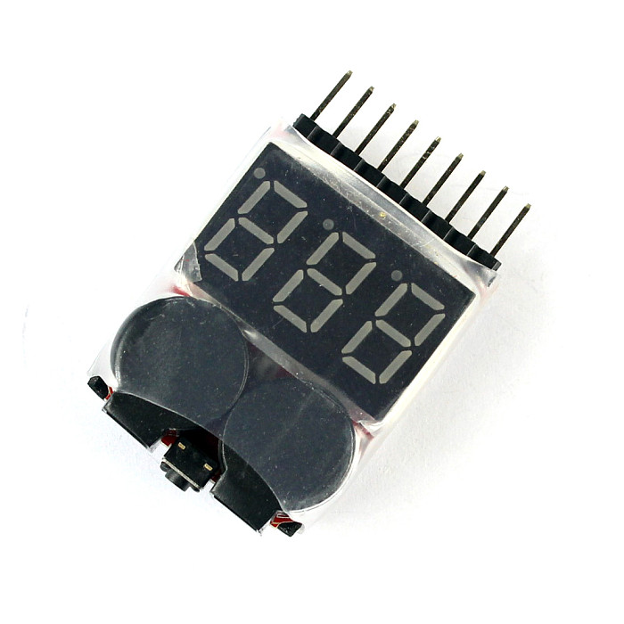 1S-8S Dual Speaker 2 IN 1 LiPo Battery Voltage Checker Indicator Tester LED & low voltage buzzer alarm combo