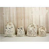 3 PCS Cute Animal  Pattern Cotton Drawstring Bag pouch Coin Purses