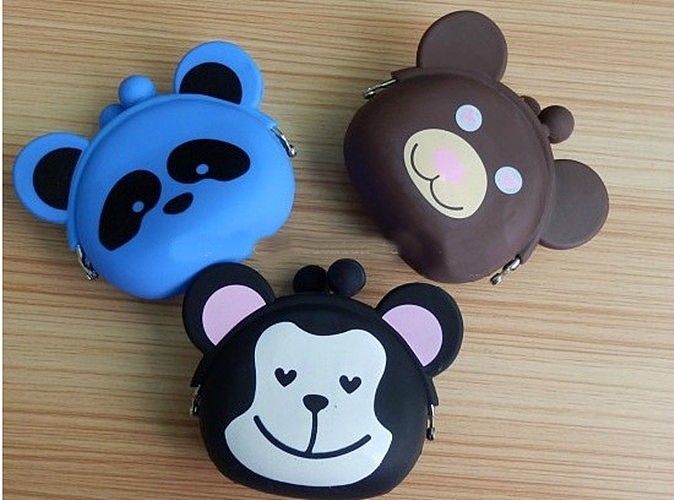 F09159 1 PCS Cute Carton Coin Wallet Silicone Purse Pouch Key Case with Metal Buckle Candy Color