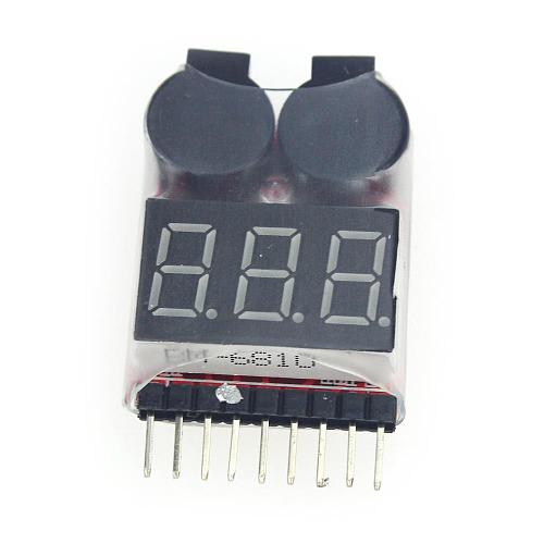 50Pcs Lipo Battery Voltage Tester Volt Meter Indicator Checker Dual Speaker 1S-8S Low Voltage Buzzer Alarm 2 IN 1