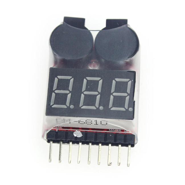 50Pcs Lipo Battery Voltage Tester Volt Meter Indicator Checker Dual Speaker 1S-8S Low Voltage Buzzer Alarm 2 IN 1