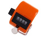 1Pcs Plastic 4 Digit Number Figure Display Manual Hand Tally Mechanical Palm Clicker Counter - Orange
