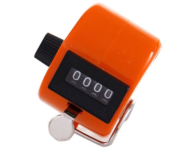 1Pcs Plastic 4 Digit Number Figure Display Manual Hand Tally Mechanical Palm Clicker Counter - Orange