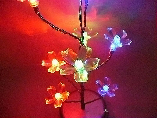 S11751 Shiny Peach Flowers Pendant Mini Tree Night Light LED Nightlight Christmas Gift Home Decorate Festival Decoration