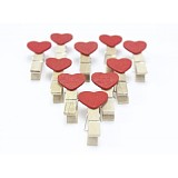 F10075 10pcs Mini Wooden Clip Red Heart Pattern Photo Paper Wood Pegs Kids Crafts Party Favor
