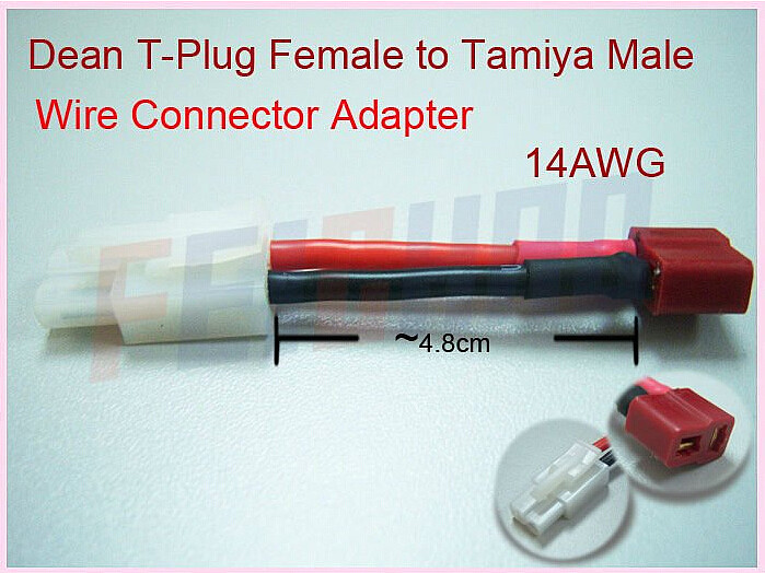 Deans T plug Female to Tamiya Male 14AWG Wire Connector Adapter Convertor