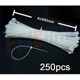 F01916 250pcs 4mm*300mm Nylon Cable Tie Zip,Fasten wire,Self Locking wrap,RC model,Daily /Electrical appliances