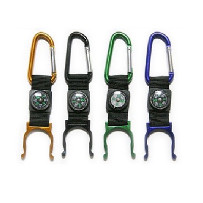 Outdoor Locking Carabiner Water Holder Bottle Clip Strap Snap hook with Camping Compass