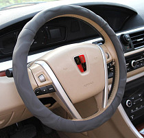 S00066 1pc PU Leather Anti-slip Car Steering Wheel Cover Cap Handlebar Grip 38CM 15