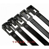 200Pcs 8x250 mm Releasable Nylon Cable Tie Zip Ties Black